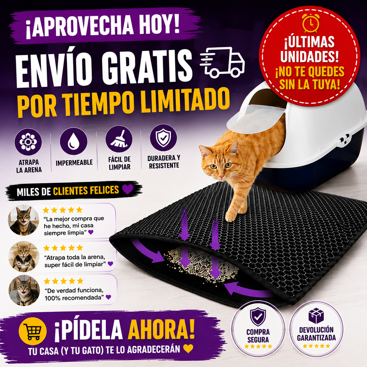 Alfombra Atrapa Arena De Gatos
